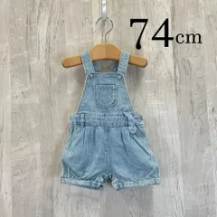 ap10531 OBAiBi オバイビ BABY ベビー パンツ 70 12M 74cm ブルー 青 水色 オーバーオール リボン ドット柄 デニム 綿100％ 12ヶ月 OBAÏBIのサムネイル