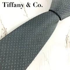 美品　Tiffany　ティファニー　ネクタイ　ドット柄　ブルータグ　ジャガード　グレー　ティファニーブルー　光沢　肉厚　N1371のサムネイル