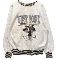 USA製 90年代 MV SPORT ミリタリー スウェット リバースウィーブタイプ PRO WEAVE WEST POINT メンズXL 古着 染み込みプリント グレー 90s ヴィンテージ【スウェット】/ MS238