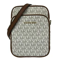 マイケルコース ショルダーバッグ ジェットセット トラベル ミディアム ロゴ クロスボディバッグ 35F1GTVC2B 白×ダークブラウン レザー