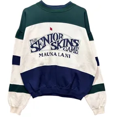 90年代 GEAR FOR SPORTS 切替デザイン スウェット メンズS 古着 トレーナー 90s　ヴィンテージ マルチカラー グリーン ネイビー【スウェット】/ MS239のサムネイル