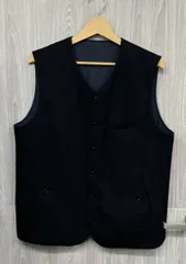 ネイビー STILL BY HAND／VE0183／ベスト／リバーシブル／ウール／48／ネイビー