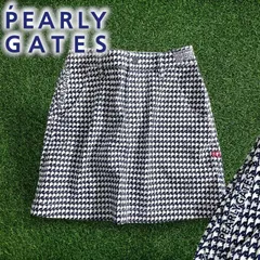 PEARLY GATES パーリーゲイツ ゴルフ 吸水速乾 C/Peアートピケ 千鳥柄 ストレッチ ミニ スカート ゴルフウェア レディース 055-2134414 定価3万 ホワイト ネイビー 00 ▲034▼50821w05