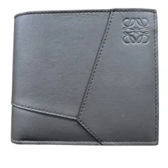 LOEWE 希少 極美品 ロエベ ANAGRAM PUZZLE BIFOLD アナグラム パズル バイフォールド コインウォレット 二つ折り財布 C510501X16 レザー ダークグレー コンパクトウォレット ミニ財布 Aランク 中古 鑑定済 ロエベ財布