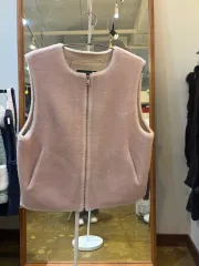 ボア ファー ウール ベスト ピンク