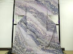 訪問着 銀通し 相良刺繍 梅花 花びら 流線 着物 053b - メルカリ