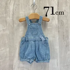 ap10533 OBAiBi オバイビ BABY ベビー パンツ 70 9M 71cm ブルー 青 水色 オーバーオール ハーフパンツ リボン ドット柄 デニム 綿100％ 9ヶ月 OBAÏBIのサムネイル