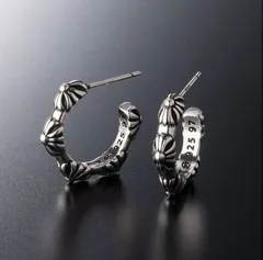 シルバー925 クロスフープピアス キャッチ付き | SV925 【片耳】刻印 十字架モチーフ ゴシック モード シンプル おしゃれ ペア ギフト対応 新品 18