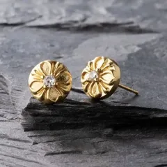 ジルコニア付き ゴールドフレア ピアス 片耳用 メンズ レディース ユニセックス シルバー925 高品質 人気 ゴシック ロック モード系 おしゃれ シンプル アクセサリー プレゼント  即日発送 95