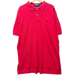 90年代 Polo by Ralph Lauren ポロバイラルフローレン 鹿の子 半袖 ポロシャツ メンズXL 古着 ワンポイントロゴ 刺繍 100%コットン レッド 赤【ポロシャツ】/ MS248