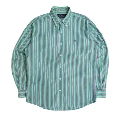 ポロラルフローレン ヴィンテージ グリーン ストライプ シャツ