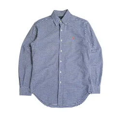 ポロラルフローレン クラシックフィット ブルー CHECK オレンジ ポニー シャツ