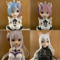 Re:ゼロから始める異世界生活 一番くじ 猫ミミ 胸像 4種 まとめ レム ラム エミリア エキドナ