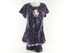 レディース水着 2点セット FILA フリル袖付 プリントチュニック 安心トップス 大きいサイズ 5L ワイン系