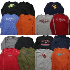 古着卸 まとめ売り ナイキ NIKE 長袖Tシャツ 15枚セット (メンズ XL ) カレッジ風 ワンポイント フーディー 中古 古着 ND9323