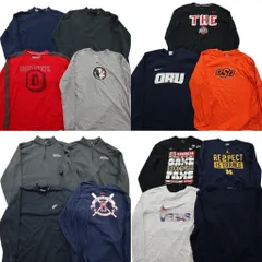 古着卸 まとめ売り ナイキ NIKE 長袖Tシャツ 15枚セット (メンズ XL /2XL ) ハーフジップ ワンポイント カレッジチーム 中古 古着 ND9322