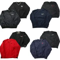 古着卸 まとめ売り ワンポイント プルオーバー ジャケット 8枚セット (メンズ L /XL ) Vネック スターター リブライン 中古 古着 ND9532