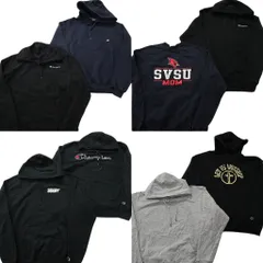 古着卸 まとめ売り チャンピオン Champion スウェット 8枚セット (メンズ Ｌ ) フーディー センターロゴ カレッジ風 中古 古着 NE0446