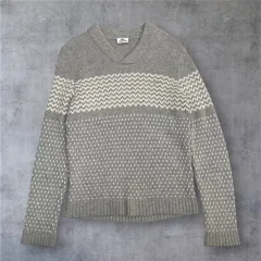 LACOSTE ラコステ ライトグレー パータン Vネック カシミア ブレンド ニット 3 (95)