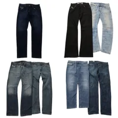古着卸 まとめ売り ディーゼル DIESEL デニム パンツ 7枚セット (メンズ 33 /32 ) ブラック ヒゲ フェード ケミカルウォッシュ 中古 NE1184