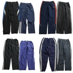 古着卸 まとめ売り アディダス adidas ウインドブレーカー パンツ 8枚セット (メンズ L ) トラックパンツ ワンポイント ロゴ 中古 NE1474