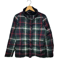 TOMMY HILFIGER トミーヒルフィガー 中綿 チェック柄 ダブルジップ ダウンジャケット アウター CHINA製 Sサイズ ネイビー グリーン レッド