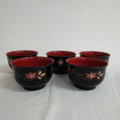 桂由美 椀 3客セット 花柄 黒塗り - メルカリ