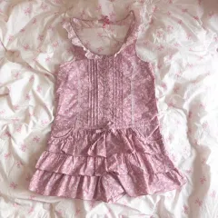 メゾピアノ ピンク レース ホルターネック ロンパース フリル ヴィンテージ 姫ギャル LIZ LISA