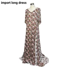 import インポートワンピース　インポート古着　半袖ワンピース　古着ワンピース　花柄　ヴィンテージ古着　ロングワンピース