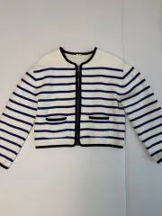 ARKET ストライプ ブークレ ジップアップ ジャケット XS