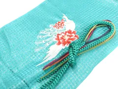 【一輝堂】和装小物 帯揚げ帯締めセット 帯揚 帯締 振袖用 孔雀刺繍 丸組 美品 26w03-3585