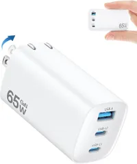 充電器 65W【2026業界初・超軽量・超低温・三台同時充電】usb コンセント タイプc 充電器 type-c 折り畳み式 iphone 3ポート 急速充電器 PSE認証済 出張・旅行に最適 GaNII PD3.0 QC3.0/PPS/SCP規格