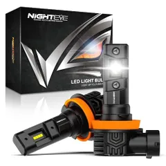 『純正バルブと同形状！』NIGHTEYE H11 LED ヘッドライト 車検対応 ファンレス 静音 hi/lo 14000lm 25W*2 6500K ハロゲンより小さい 専用チップ搭載 12V車用 2年保証 2個入り (H11 H8 H9  56ec2a3c