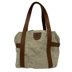 IL BISONTE(イルビゾンテ) ハンドバッグ ベージュ×ブラウン リネン、レザー