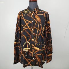 ZARA チェーン柄 ドレスシャツ希少 渋谷龍太着用 総柄 長袖シャツ 黒