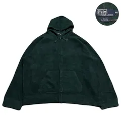 PolobyRalphLauren ポロバイラルフローレン FleeceFull-zipHoodie フリースフルジップパーカー EmbroideredLogo 刺繍ロゴ 90s Polyester ポリエステル Green グリーン 緑色 XXL