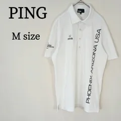 PING ピン メンズ シャツ ポロシャツ ゴルフウェア ロゴ入り ホワイト 半袖  M