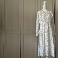 P RAY CASSIN レイカズン ドット 水玉 ロング ワンピース 長袖　お呼ばれ　デート　オフィスカジュアル　食事会　ホワイト オフホワイト アイボリー 白 シロ