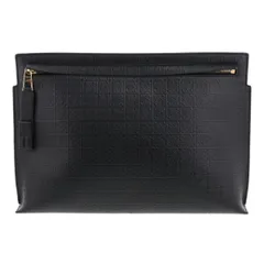 美品 ロエベ レザー クラッチバッグ 長財布 リピートアナグラム ブラック LOEWE（ロエベ） 長財布 アナグラム 黒 レザー×スエード 【中古