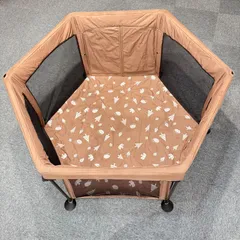 【美品】日本育児 洗えてたためるベビーサークル 六角形　ブラウン