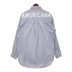 AMERICANA アメリカーナ ストライプシャツ ビッグシルエット バックロゴ カジュアル レディース フリーサイズ ブルー トップス IL18523■のサムネイル