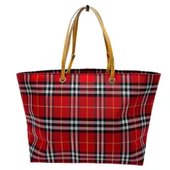 【km/3.20/10】BURBERRY LONDON バーバリーロンドン ノバチェック柄 赤 トートバッグ