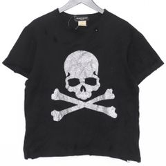 MASTER MIND ダメージ加工スカルラメTシャツ Mサイズ ブラック ＭＭ-TS17-012