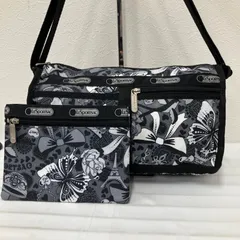 1428　LeSportsac　レスポートサック　ワンショルダーバック　肩掛け　斜めがけ ポシェット　ブラック系　ポケット多数　軽量　大容量　ポーチ付