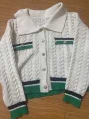 アイボリー ケーブル編み ニット カーディガン