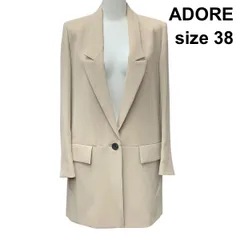 ◇ アドーア ADORE ロングジャケット 長袖 シングル1ボタン サイドベンツ ライトアウター ベージュ 38 M 9号 レディース Z6B800のサムネイル