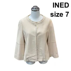 ◇ イネド INED ジャケット 七分袖 ラウンドネック ノーカラー ベルスリーブ ベージュ 綿混 7 S レディース Z6B670のサムネイル