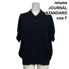 ◇ レリューム relume JOURNAL STANDARD ドルマンポロニット ポロシャツ 半袖 プルオーバー オーバーサイズ 黒 サイズF レディース S6D048