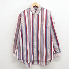 XL/古着 長袖 シャツ メンズ 00年代 00s 大きいサイズ コットン ボタンダウン 白他 ストライプ 26mar09