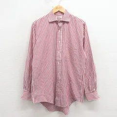 L/古着 アロー 長袖 シャツ メンズ 90年代 90s オックスフォード USA製 赤他 ストライプ 26mar09
